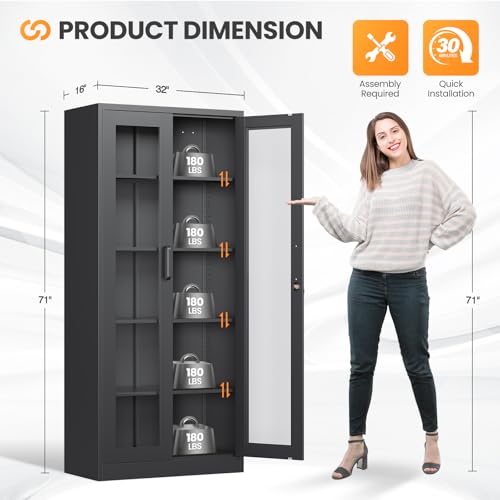 Locking Display Cabinet with Glass Door, view 4