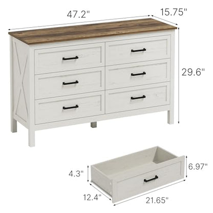 Farmhouse 6 Drawers Dresser for Bedroom, view 3