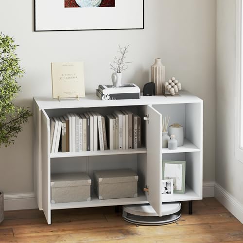 42” Sideboard Buffet Cabinet, Modern Kitchen Storage Cabinet with 2 Doors & Adjustable Shelves, Anti-Toppling Kit, Coffee Bar for Kitchen, Entryway