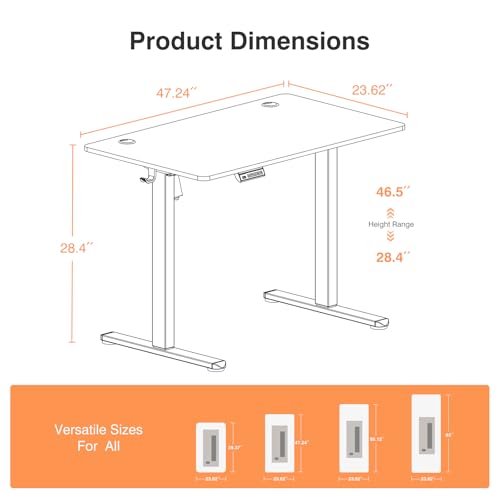 Electric Standing Desk, Computer Desk, 48x24 Inch, view 4