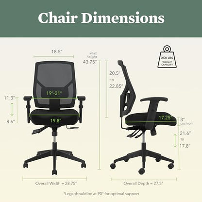 Crio Ergonomic Office Chair, Office Desk Computer Chair, Black, view 3