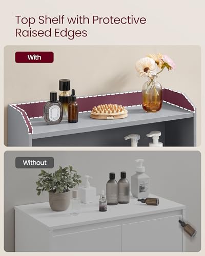 VASAGLE Bathroom Storage Cabinet, Bathroom Floor Cabinet with 2 Doors, 2 Adjustable Shelves, 11.8 x 23.6 x 39.4 Inches, Freestanding, for Dining Room, Kitchen, Living Room, Dove Gray BBC770GD01S