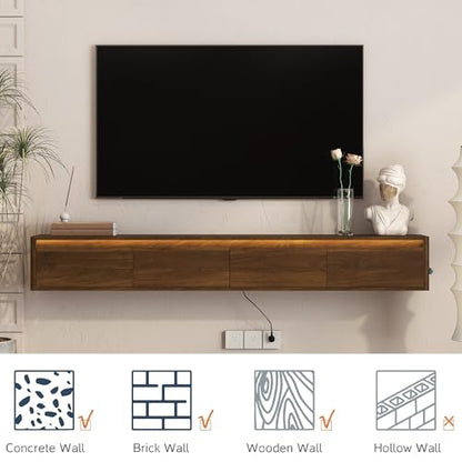 Floating TV Stand Wall Mounted with Led Lights, view 8