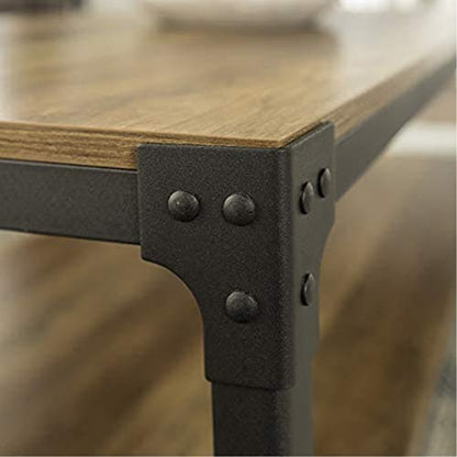 Declan Urban Industrial Angle Iron and Wood Coffee Table, 46 inch, Rustic Oak