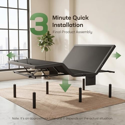 Split King Adjustable Bed Frame Electric Base, Head & Foot Incline, view 3
