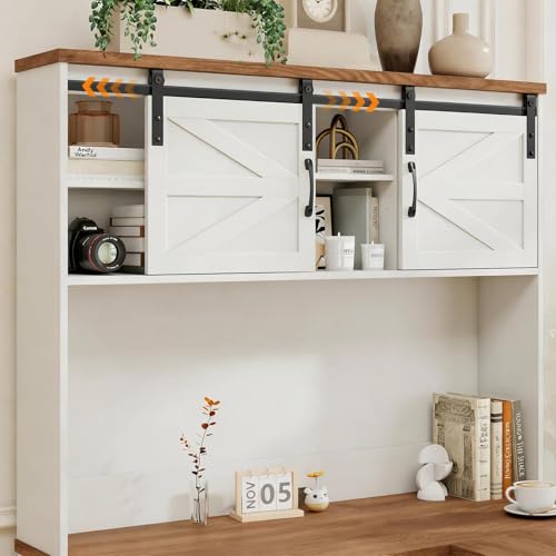 Farmhouse 68" H L-Shaped Desk with Hutch,Unique White, view 4