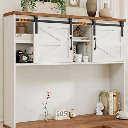 Farmhouse 68" H L-Shaped Desk with Hutch,Unique White, view 4