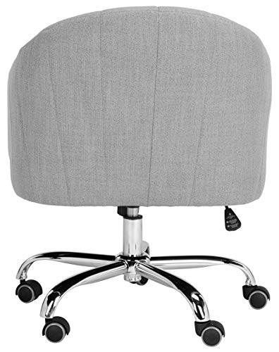 Home Themis Grey Linen and Chrome Leg Swivel Office Chair