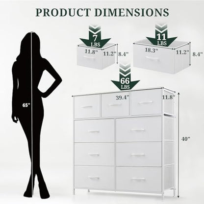9-Drawer Dresser for Bedroom, Anti-Tip Tall Storage Organizer, view 4