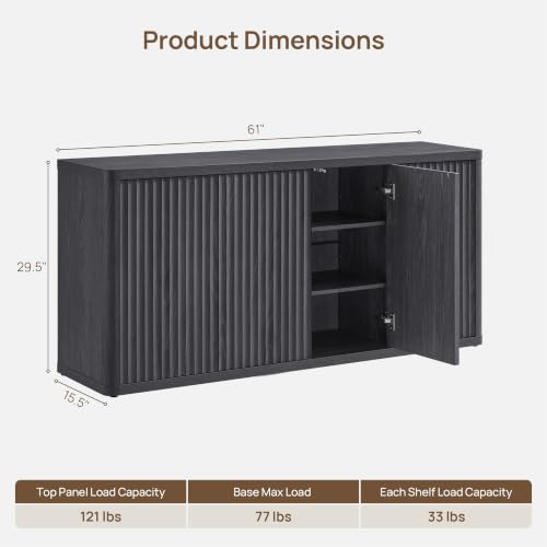 65" TV Stands for Living Room Bedroom Tall TV Console with Storage, view 4