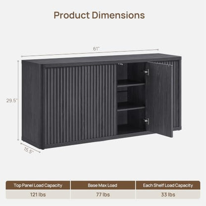 65" TV Stands for Living Room Bedroom Tall TV Console with Storage, view 4