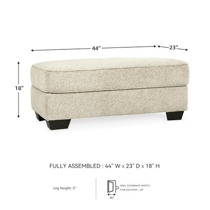 Signature Design by Ashley Monaghan 44" Rectangular Ottoman, No Assembly Required, Upholstered Chenille Fabric Footrest, Casual Living Room Coffee Table Accent, Sandstone Beige