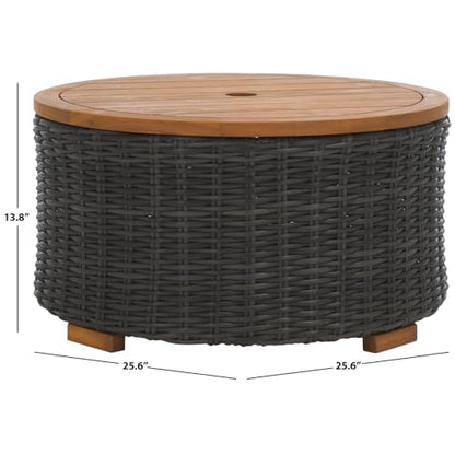 SAFAVIEH Couture Collection Anguilla Dark Grey Faux Wicker Indoor/Outdoor Storage Coffee Table (Fully Assembled)