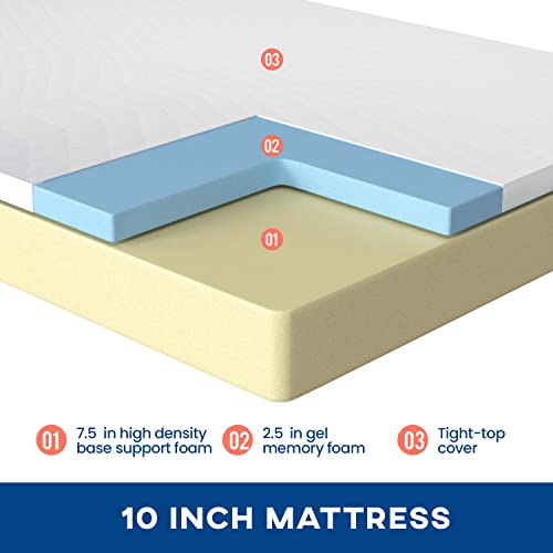 | 10 Inch Queen Mattress | Medium Firm | Gel Memory Foam | White, view 4