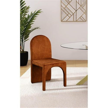Meridian Furniture 803Cognac-SC Summer Collection Modern | Contemporary Velvet Upholstered Dining Side Chair with Steel Frame, 18.5" W x 22.5" D x 35.5" H, Cognac, Set of 2
