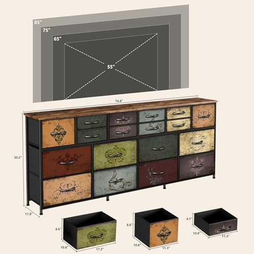 74.8" W Dresser for Bedroom, Wide TV Stand for 65, 75, 80 inch TV, view 4