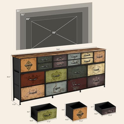 74.8" W Dresser for Bedroom, Wide TV Stand for 65, 75, 80 inch TV, view 4