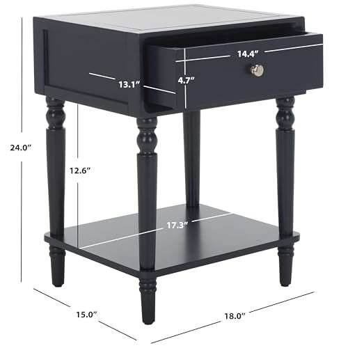 SAFAVIEH Home Collection Siobhan Navy Blue Solid Wood 1-Drawer Nightstand Accent Table