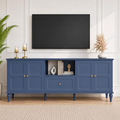 67" Mid-Century Modern TV Stand for TVs Up to 75 Inches, Blue, view 2