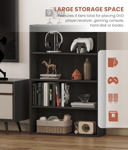 DVD Storage Cabinet Shelf, 4 Tier Media Storage Tower for CDs & Video Games, view 5