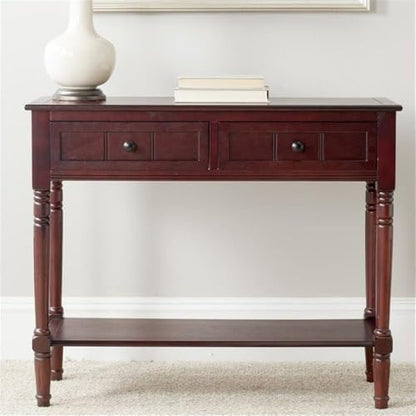 SAFAVIEH Furniture - Samantha 2-Drawer Console Table - Dark Cherry - Solid Wood - Classic Storage Design - Ideal for Entryway, Living Room, Hallway, 35.8"W x 13.8"D x 29.5"H (AMH5710D)