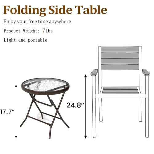 Outdoor Side Table - Small Patio End Table All Weather, Patio Furniture Sets and Outside Furniture for Pool, Balcony, Deck, Porch, Brown