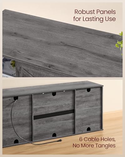 Farmhouse TV Stand for 65'' TV, Media Console, Sliding Barn Doors, view 7