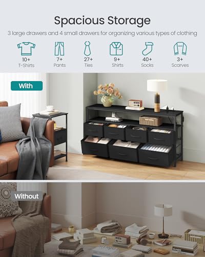 Dresser with App-Controlled LED Lights, 7 Fabric Drawers Dresser, view 7