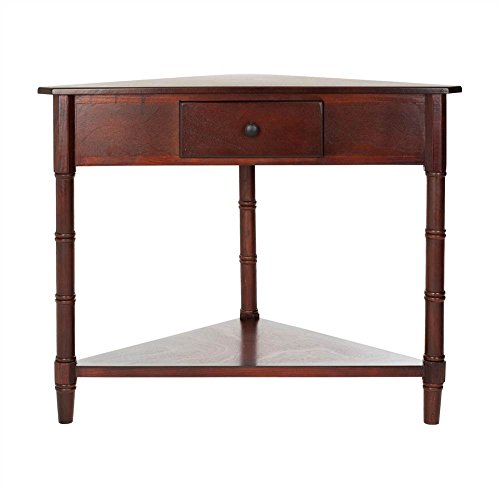 SAFAVIEH Furniture - Gomez 1-Drawer Corner Table - Dark Cherry - Solid Wood - Classic Corner Storage Design - Ideal for Entryway, Living Room, Home Office, 33.1"W x 17.3"D x 28"H (AMH5709D)