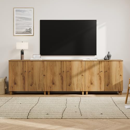 Modern Wood TV Stands Cabinets for 85+ Inches TVs, Oak Brown, view 4
