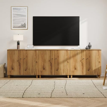Modern Wood TV Stands Cabinets for 85+ Inches TVs, Oak Brown, view 4