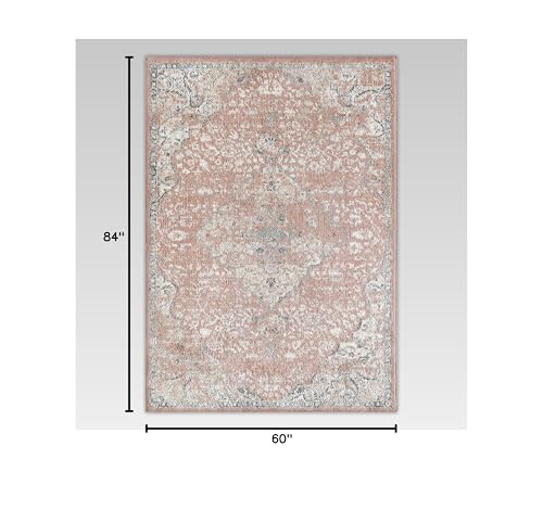 Harper HY50B Pink Amaranth Transitional Vintage Non-Shedding Living Room Bedroom Nursery Dining Home Office Area Rug, 5'0"x7'0"