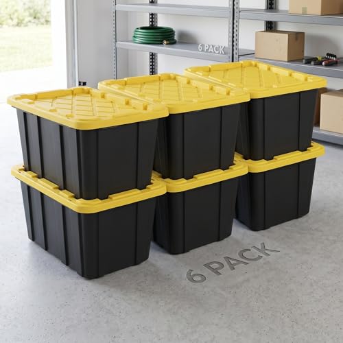6 Pack 27 Gallon Heavy Duty Storage Bins with Snap Lids