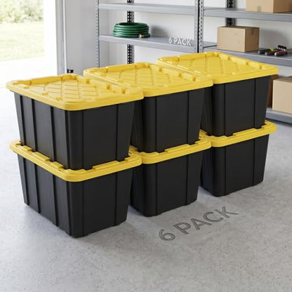 6 Pack 27 Gallon Heavy Duty Storage Bins with Snap Lids