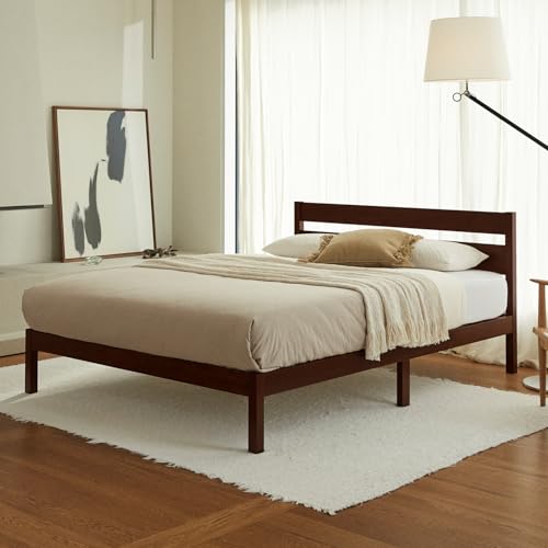 Classic Walnut Platform Bed with Storage, Easy Assembly, view 5