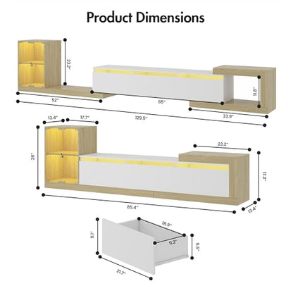Extendable TV Stand with Glass Cabinet for 75”-110” TVs, view 3