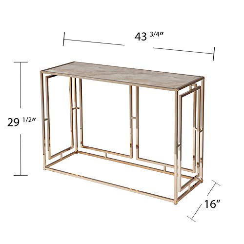 Simondley Faux Marble Console Table - Transitional Design, Champagne Metal and Glass - Ideal for Entryway, Living Room (CK1125003)