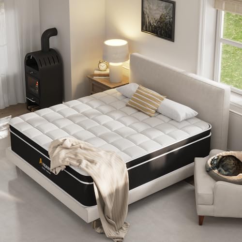 King Size Mattress 12 Inch, Premier King Bed Mattress in a Box with Gel Memory Foam & Pocket Springs for Pressure Relief & Motion Isolation CertiPUR-US, Upgraded Support