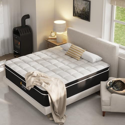 King Size Mattress 12 Inch, Premier King Bed Mattress in a Box with Gel Memory Foam & Pocket Springs for Pressure Relief & Motion Isolation CertiPUR-US, Upgraded Support