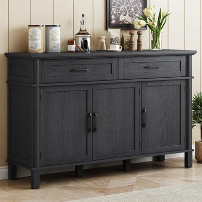 55 Inch Buffet Cabinet with Storage, Black, view 3