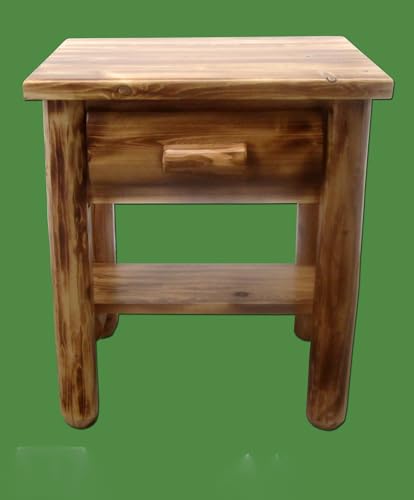 Log Bedroom Set - 5pc Torched Cedar/Amish Handcrafted / 100% Solid Wood/Dovetail/Double Log Side Rail Bed/Queen Size