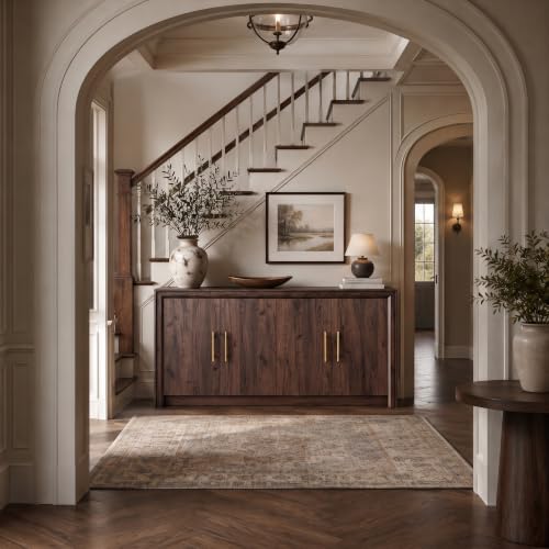63" Sideboard Buffet Cabinet, Beveled Profile Design, Walnut, view 7