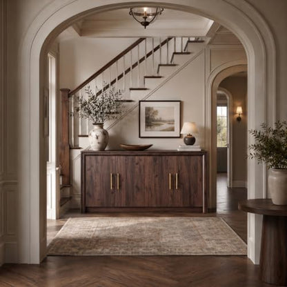 63" Sideboard Buffet Cabinet, Beveled Profile Design, Walnut, view 7