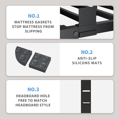 Full Bed Frame with Round Corners 18 Inch No Box Spring, view 5