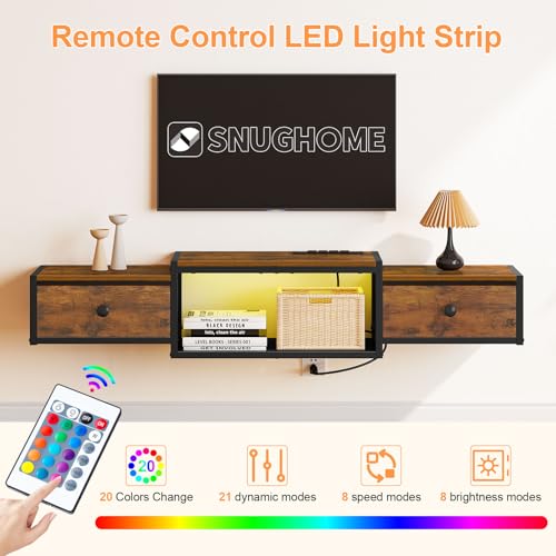 Floating TV Stand, Floating Entertainment Center for TVs up to 60", view 7