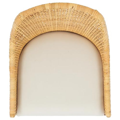 SAFAVIEH Home Collection Altha Tropical White/Natural/Brown Rattan Dining Chair with Cushion (Fully Assembled)