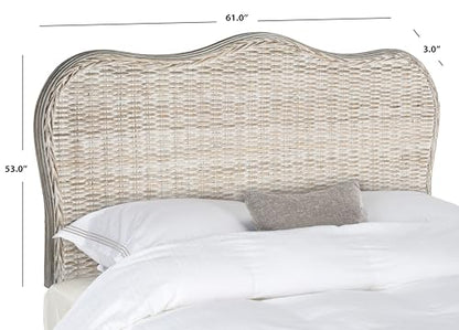 SAFAVIEH Furniture - Imelda Rattan Full Headboard - White-Washed - Rattan - Coastal Woven Design - Ideal for Bedroom (SEA8027B-F)