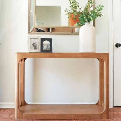 Forma Console Table, 46 Inch, Solid Wood Sofa Table, Entryway Table for Hallway, Narrow Behind The Couch Table, Console Tables for Entryway, Living Room, Foyer, Easy Assembly, Pecan