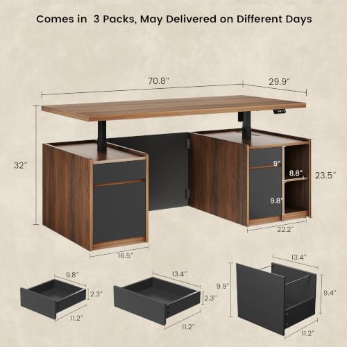 71'' Executive Standing Desk with Hutch, Power Outlet, view 4
