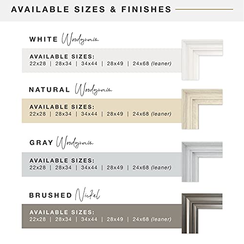 Ezra 28.66x34.66 Large Wall Mirror, White Woodgrain & Beveled Mirror, Vertical & Horizontal Wall Hanging Mirror for Bathroom, Bedroom & Livingroom